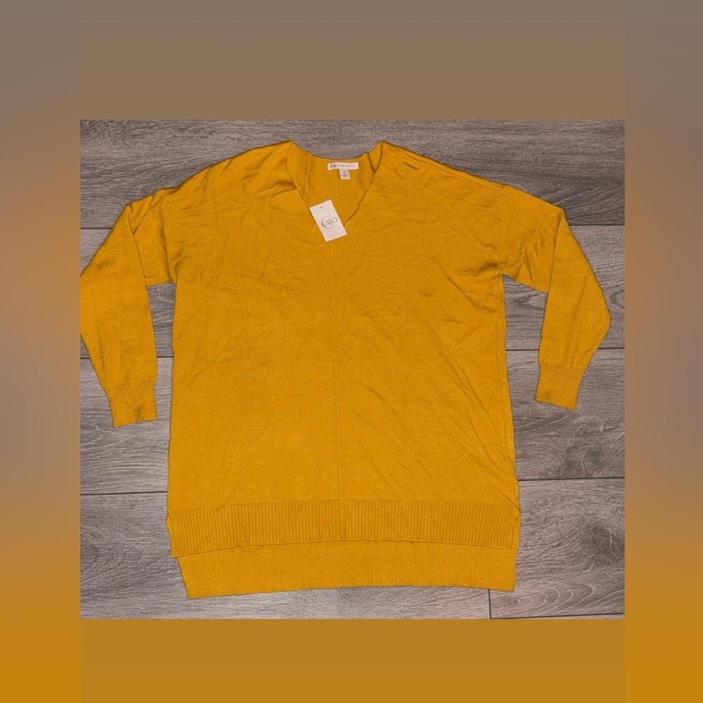 Cato Size Small Mustard Yellow Sweater Blouse Vneck Buttery Soft New W Tags!